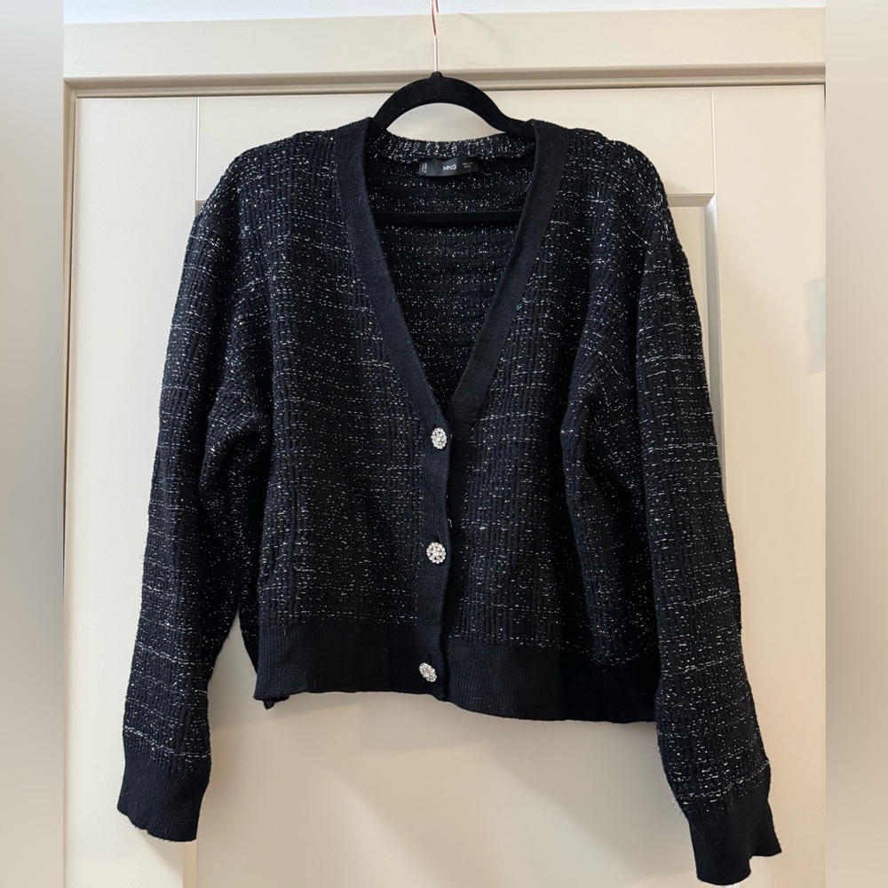 Mango Black Cardigan with Silver Accents